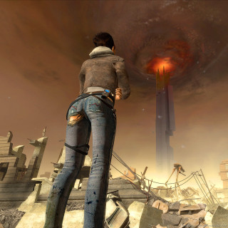 Man giant object desert sky - free gaming wallpaper for tablet