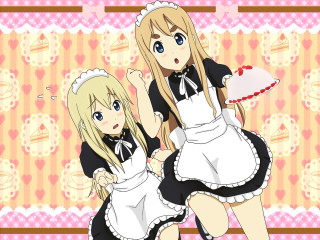 Anime maid girls cake pink - a cake free wallpaper