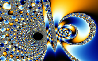 Spiral design blue yellow black - mandelbrot fractal free wallpaper