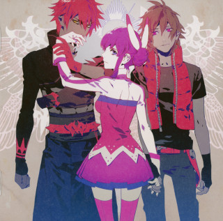 Anime characters group wall wings - back free wallpaper for tablet