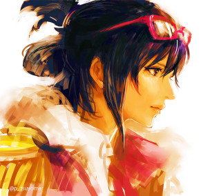 Woman ponytail sunglasses digital painting - aimitsu free wallpaper for tablet