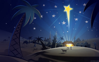 Nativity scene star manger donkey - free christmas wallpaper