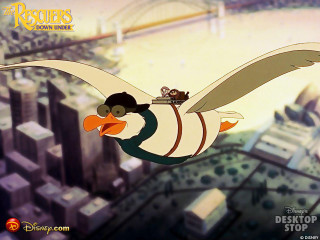 Cartoon character flying bird city - cliff childs free wallpaper