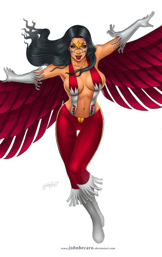 Woman sword wings arms outstretched - a white top free wallpaper for mobile