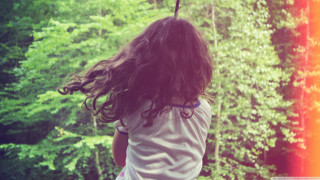 Little girl swinging rope forest - canon 5 0 mm free wallpaper for desktop