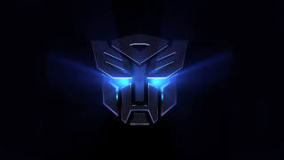 Stylized robot head blue lights - face free wallpaper for desktop