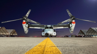Large airplane runway night time 2 - the tail free wallpaper