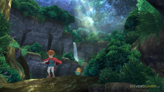 Boy girl cliff forest waterfall - a boy and a girl free wallpaper