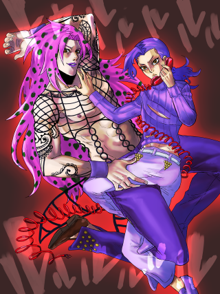 Costumed couple knife madhouse lineart - dosso dossi free wallpaper for mobile