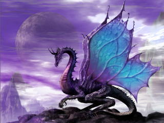 Dragon blue wings rock purple - a rock in front free wallpaper
