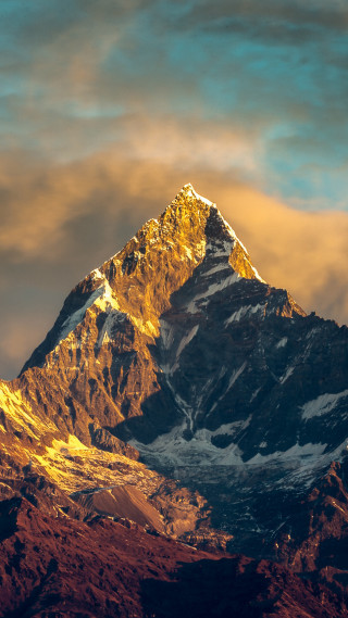 Mountain snow peak clouds bird - free mountains wallpaper