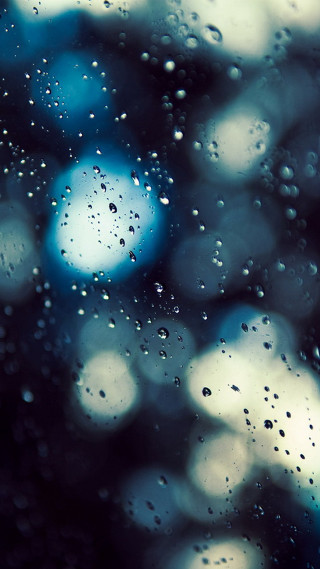 Rainy window blue lights microscopic - free rain wallpaper for mobile