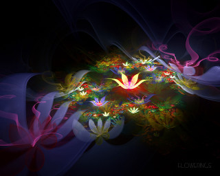Colorful flower psychedelic butterfly glowing 2 - bloom free wallpaper