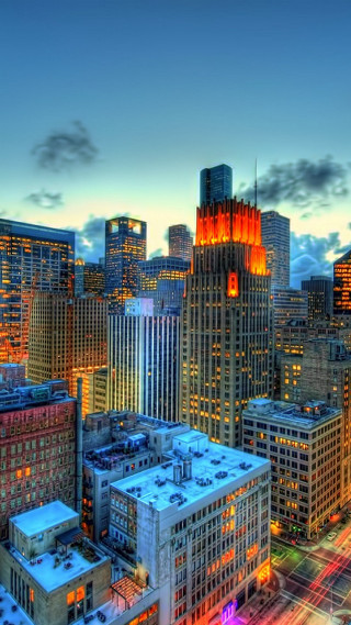 City skyline night colorful bridge - free city wallpaper for mobile