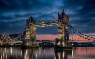 Bridge water sky clouds sunset - christopher wren free wallpaper
