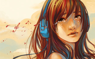 Girl headphones music note ear - headphone free wallpaper for desktop