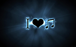 Heart musical notes note in - blue background free wallpaper