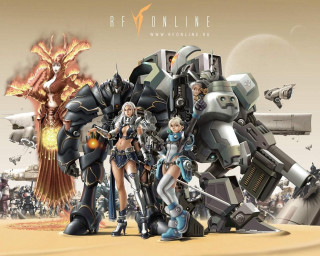 Group people robot structure giant - a giant robot in the background free wallpaper