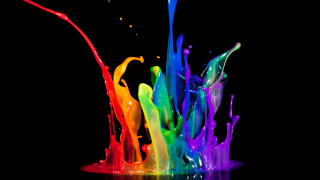 Rainbow liquid splash black background 4 - liquid free wallpaper