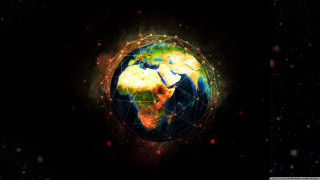 Earth network lights black background - global illumination free wallpaper
