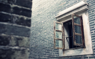 Window curtain brick wall architecture - a brick building free wallpaper