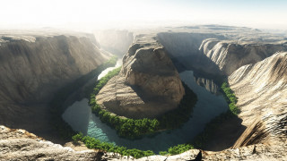 River canyon green patch mountains - a canyon free wallpaper