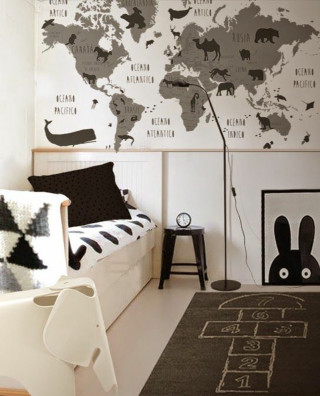 Bedroom world map black white - blanket free wallpaper for mobile