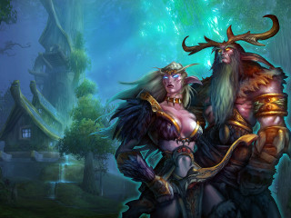 Women costume forest tree building - a tree and a building free wallpaper