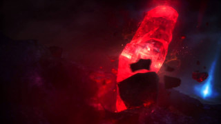 Red glowing object dark blue - red light free wallpaper