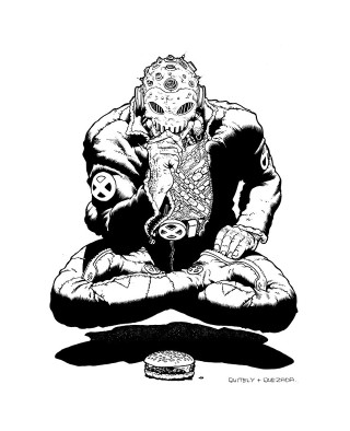 Person sitting lotus skateboard dog - his hand and a dog free wallpaper