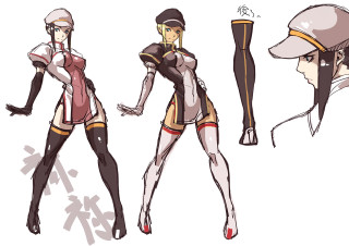 Women uniform hats arms group - character design free wallpaper