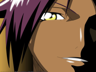 Purple hair yellow eyes closeup - a close up of a person free wallpaper