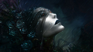 Woman rain eyes closed head - the rain free wallpaper for desktop