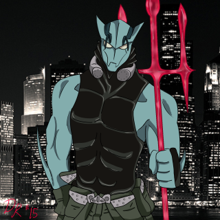 Cartoon character red stick cityscape - a cityscape free wallpaper for tablet