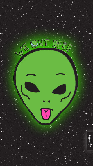 Green alien pink tongue we - free space wallpaper