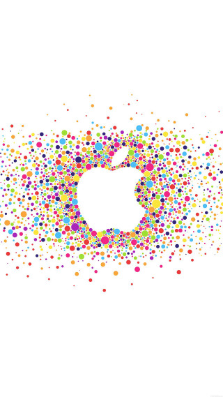 White apple logo colorful dots - free technology wallpaper for mobile