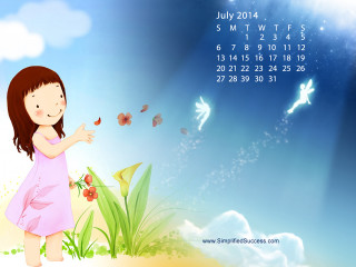 Girl pink dress pointing butterfly - cheerful free wallpaper