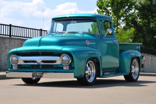 Blue truck road fence trees - dee whitcomb free wallpaper