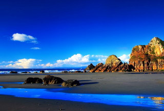 Beach rocks water blue sky 2 - rock and water free wallpaper for desktop