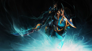 Woman blue outfit sword dark - arcane free wallpaper