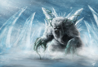 Ice creature hands in air - ed binkley free wallpaper
