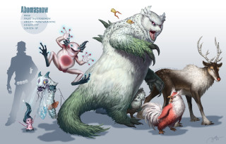 Cartoon animals people gathering fun - a cartoon style free wallpaper