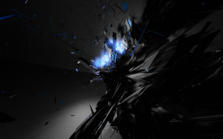 Black white blue objects dark - deconstructivism free wallpaper