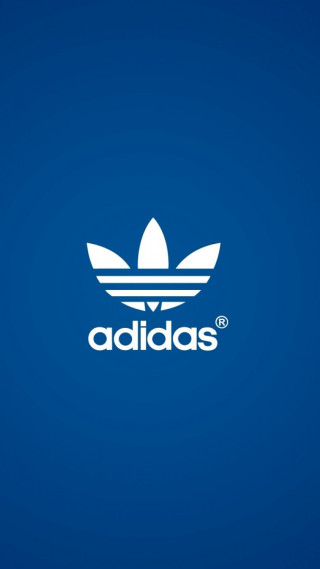 Blue background white adidas logo 6 - international typographic style free wallpaper for mobile