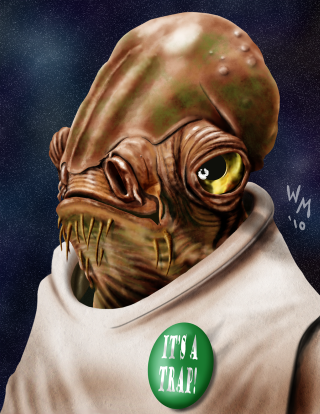 Cartoon character green button white - free sci-fi wallpaper for mobile