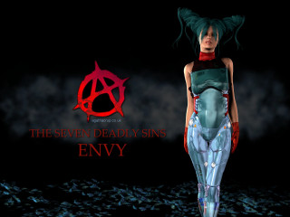 Woman green dress demon head - a red demon free wallpaper