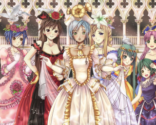 Women dresses fence building clock - a fence and a building free wallpaper