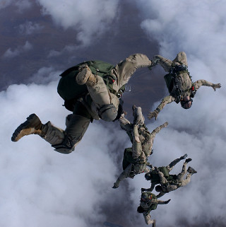 Parachute group people sky clouds - felixkelly free wallpaper for tablet