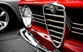 Red car chrome grille black - a white car free wallpaper