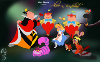 Cartoon characters alice in wonderland - a caption free wallpaper for desktop